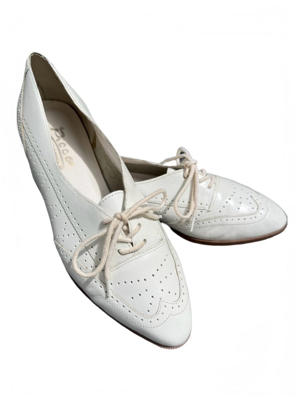 RARE! Vintage 80s White Leather Women’s Saddle Shoe Oxfords Sz 7